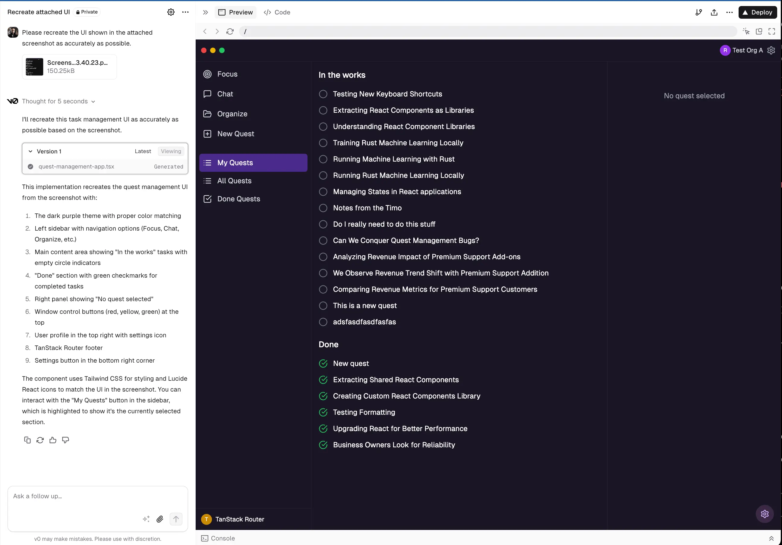 Basic layout generated with V0
